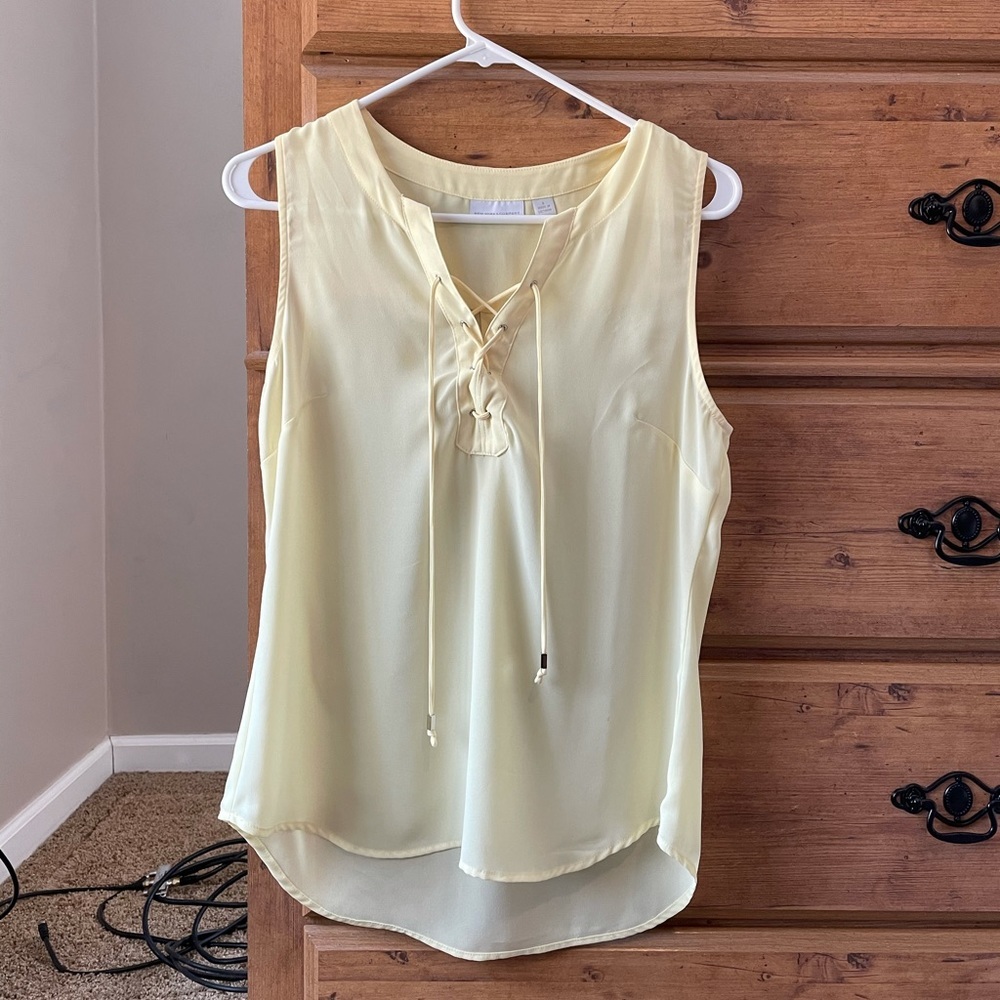 New York & Company Yellow Fancy Tank